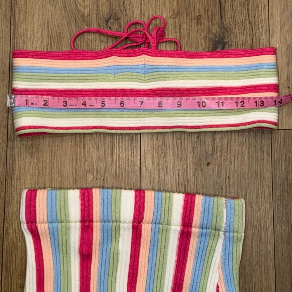 Princess Polly Striped Ribbed Bandeau Top and Mini Skirt Set Size S/M - Picture 5 of 7